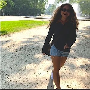 Madewell gray ribbed plush pull polo